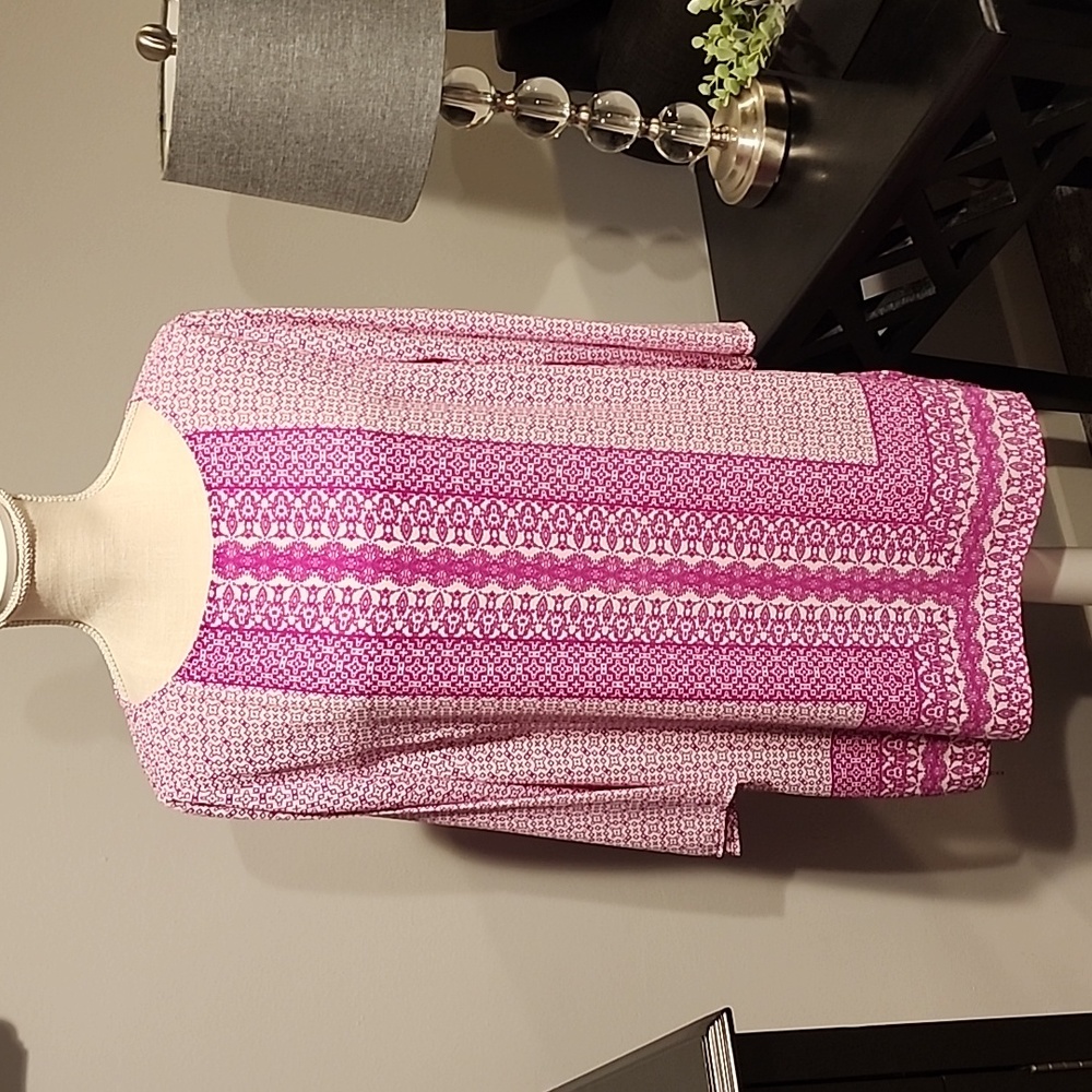 The Limited Pink Patterned Long Sleeve Blouse